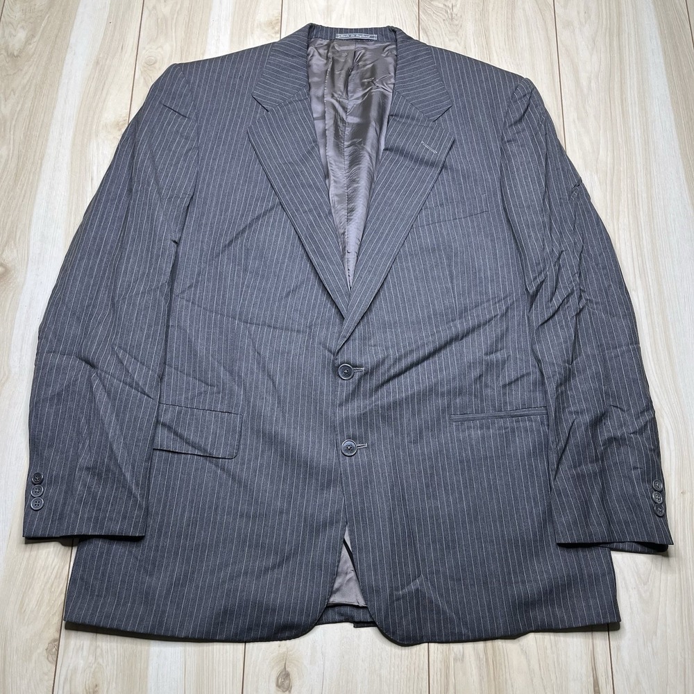 Chester Barrie Savile Row Striped Wool Blazer Mens Size 40R Gray Made In England